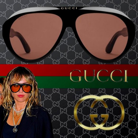 Gucci Accessories - GUCCI GG Oversized Aviator Sunglasses - Black - With Chartreuse Velvet Case